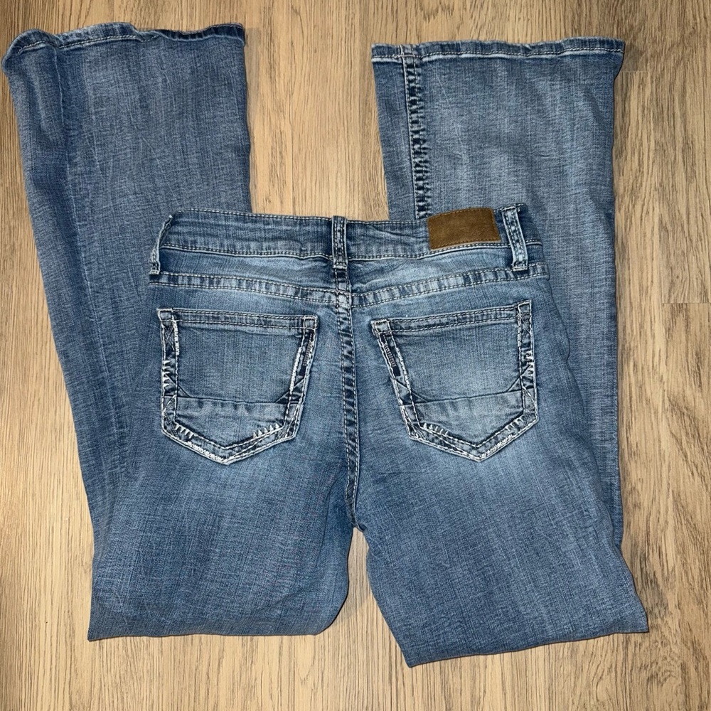 Y2K Medium Wash Virgo Flare Jeans Low‎ Rise Boho Indie Bell Bottom Denim